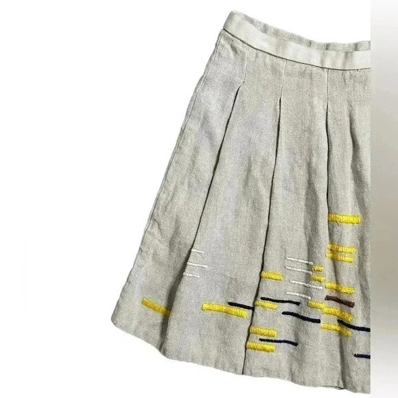 Rare Anthropologie "Hatch Mark Skirt" by Maeve, Beige, Embroidered, 4 - Picture 2 of 6